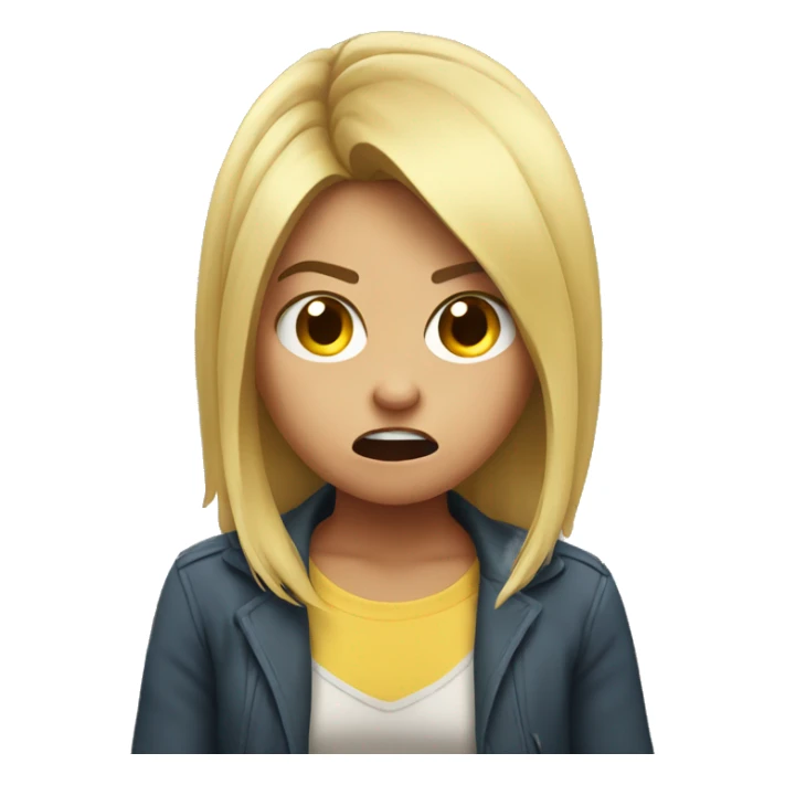 Angry girl pulling her hair sticker