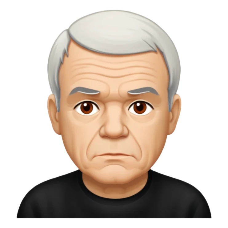 Milan Kundera with his serious, philosophical and literary personality sticker