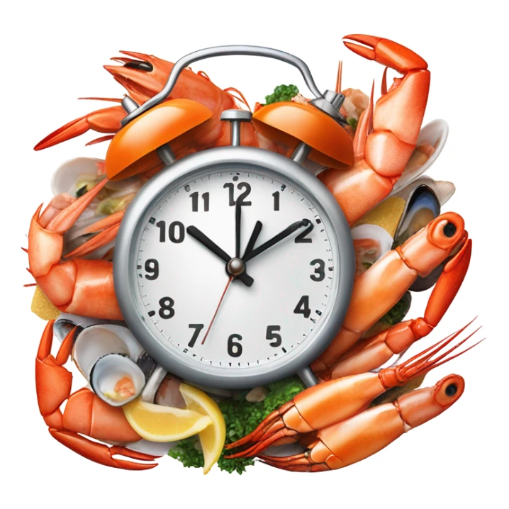 Alarm clock making a juicy and spicy seafood boil  sticker