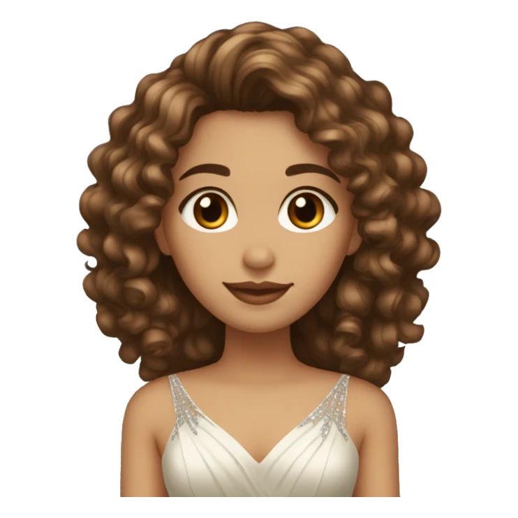 Hispanic/curly long hair, brown light color/ with dark brown eyes / with a diamond dress sticker