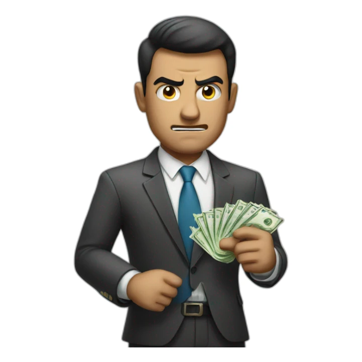 Angry business man with money sticker