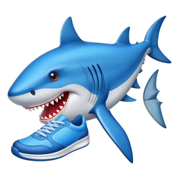 Tiburón con zapatos tenis azules sticker