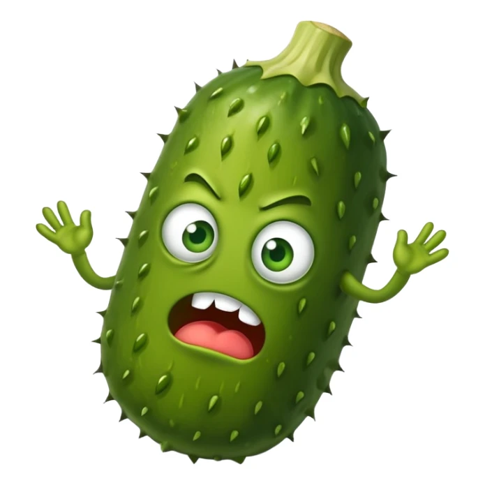Pickle with a frown and angry eyes  sticker
