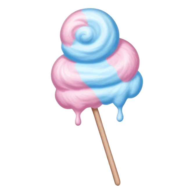 Pink and blue fluffy cotton candy on a stick sticker