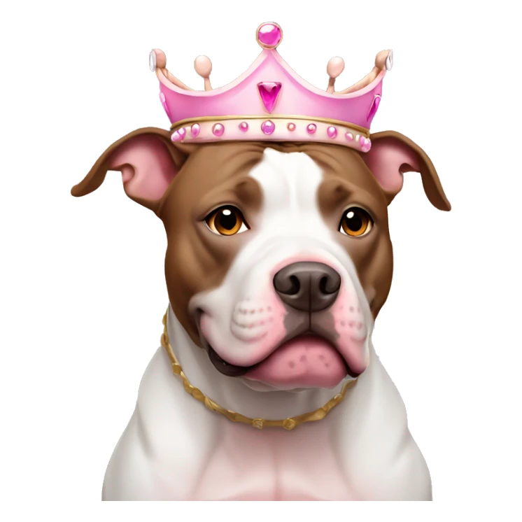 Pit bull with pink crown and brown around its eye sticker
