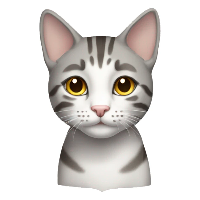 gray and white tabby cat brown eyes full body sticker