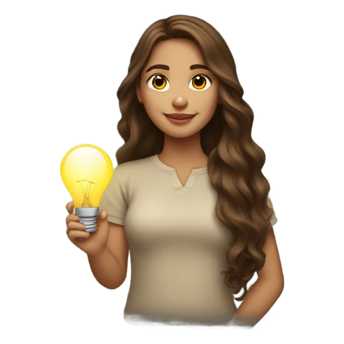long wavy brown-hair white girl with bulb sticker