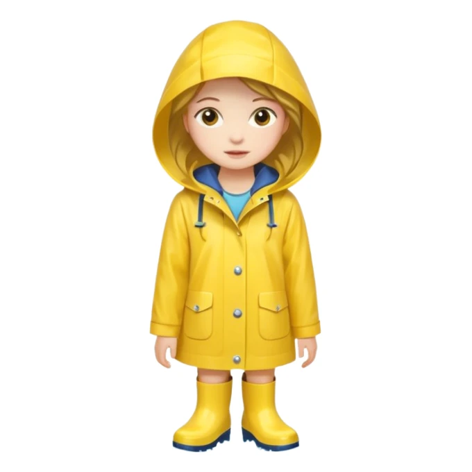 Girl in a yellow raincoat and rain boots  sticker