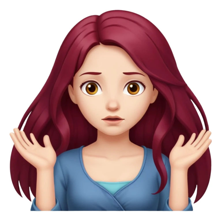 Beautiful long burgundy haired girl, shrugging shoulders sticker