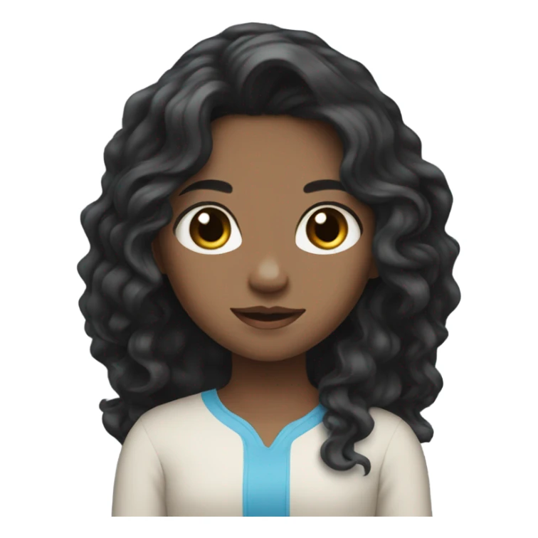 girl with long wavy black hair and blue eyes sticker