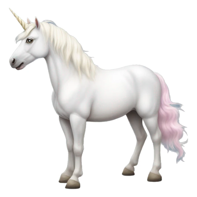 Fullbody realistic four-legged White unicorn with pastel color mane  sticker