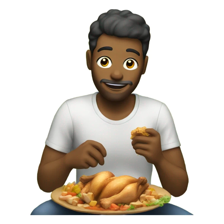 Man eating chicken in a field sticker