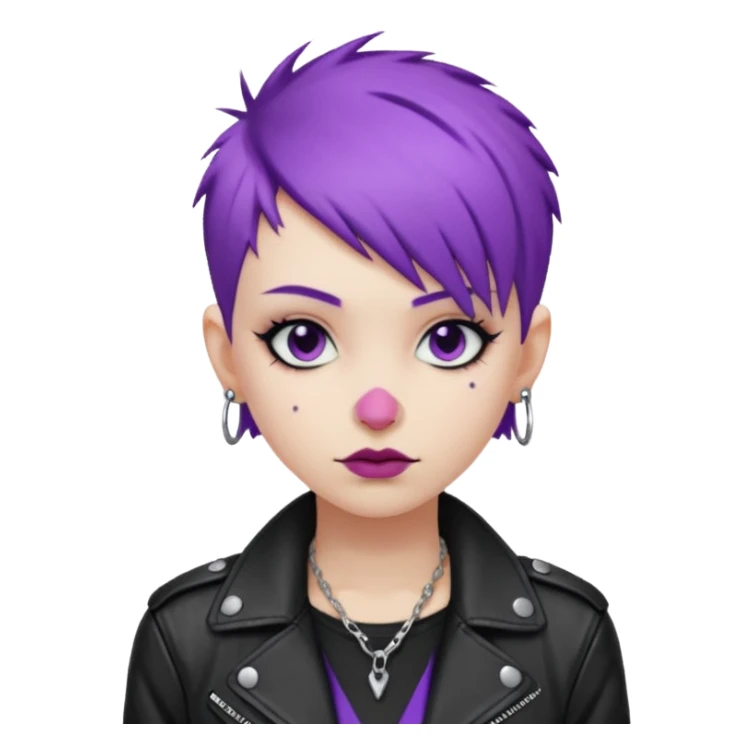 Cool Punk with Short Purple Hair, wearing black leather jacket sticker