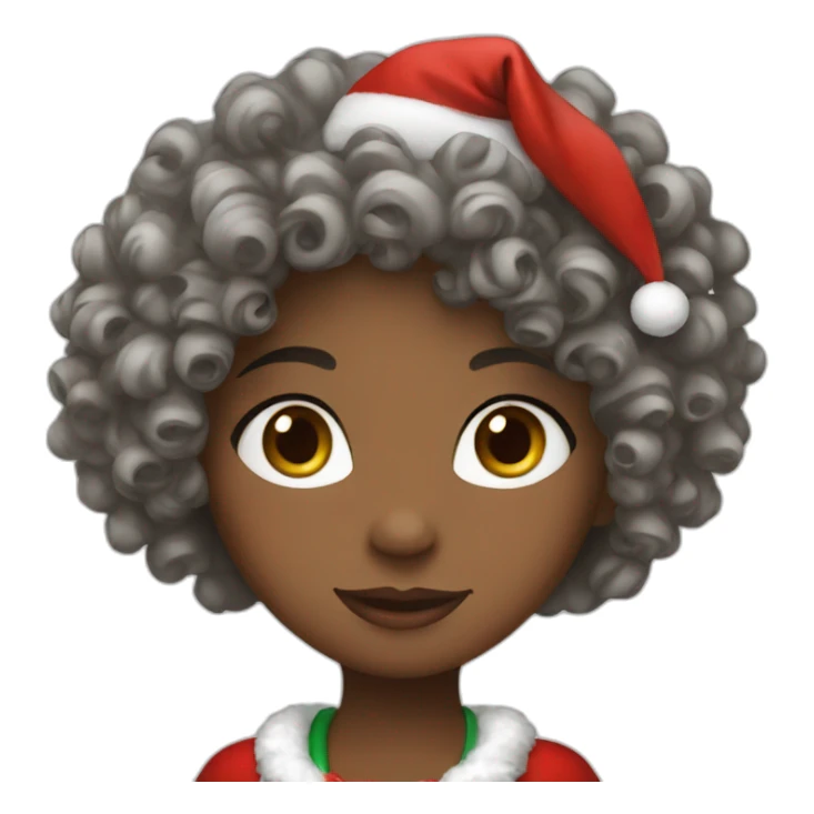 Curly girl in a Christmas costume sticker