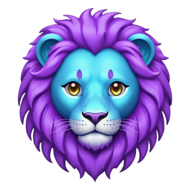 glitter purple and cian lion sticker
