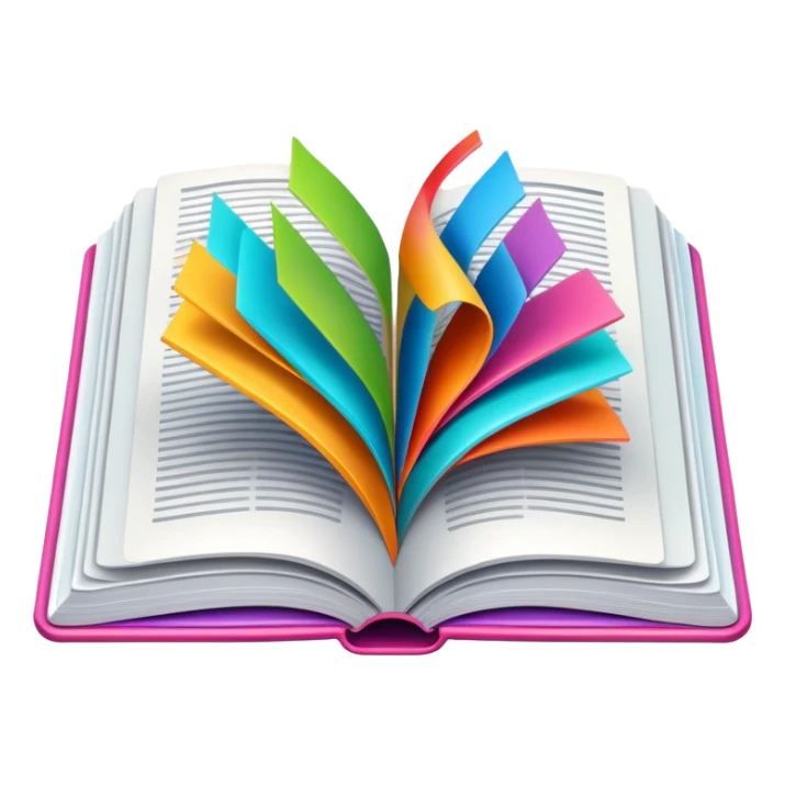 open magazine with colorful pages sticker