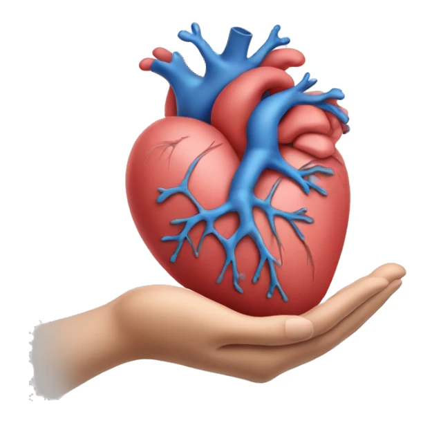 hand holding anatomy heart sticker