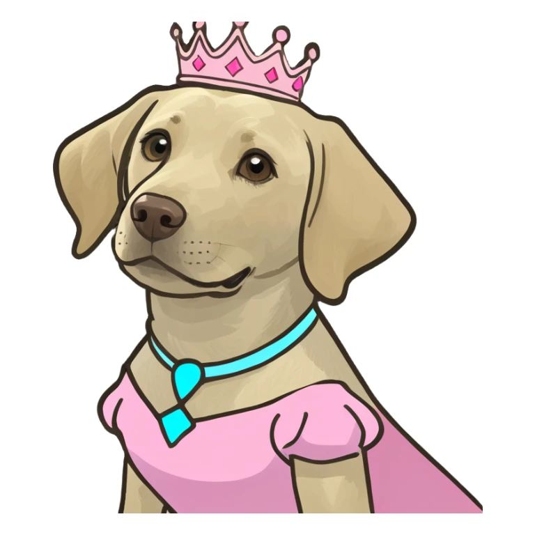 blonde lab wearing a princess dress  sticker