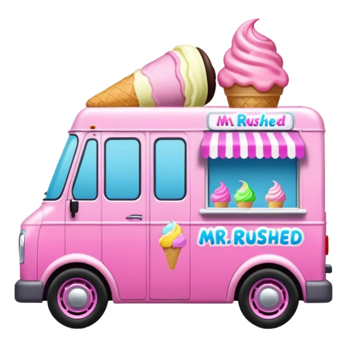 Pink ice cream van in luton called Mr rushed sticker