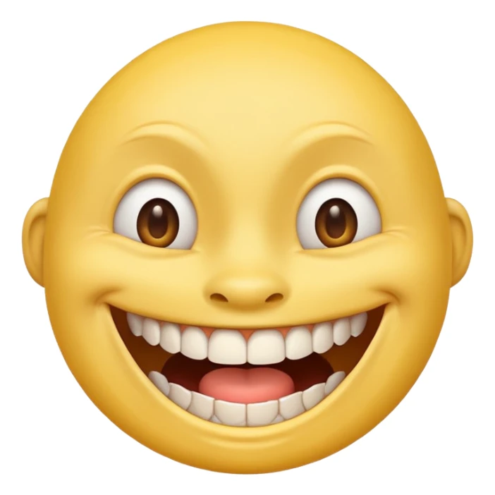 a smiling yellow face with very big teeth like the trivago guy sticker