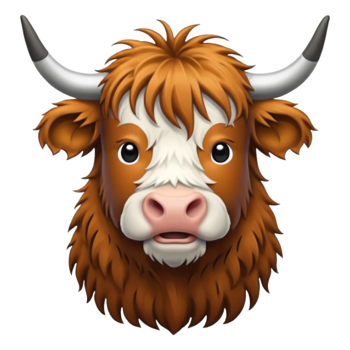 black and white line art highland cow sticker
