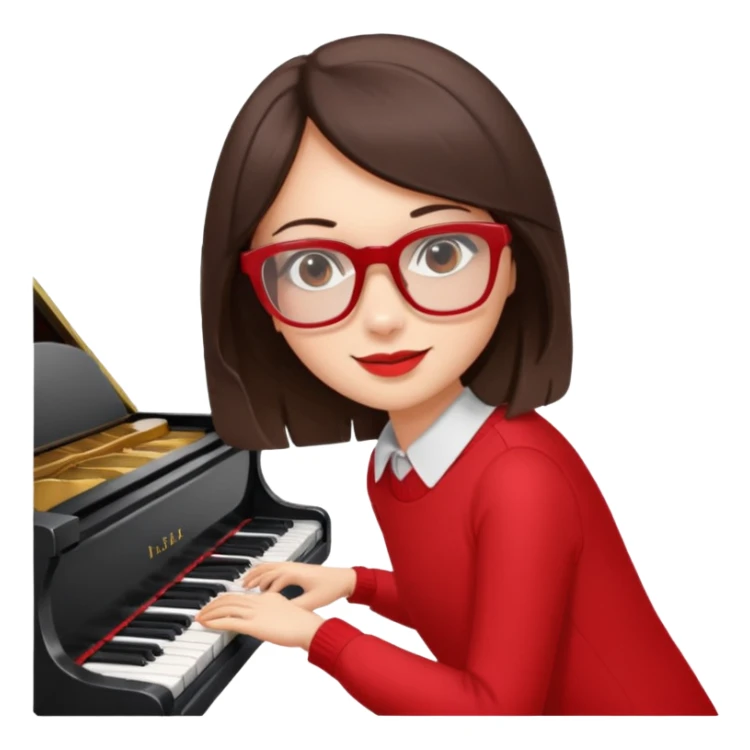 Brunette in red  glassespianista sticker