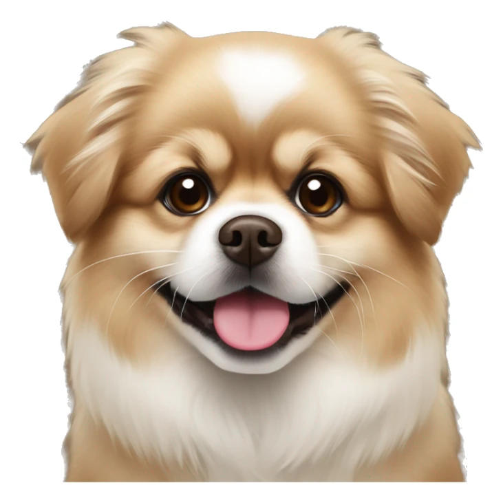 Brown and white Pomeranian Pekingese mix puppy sticker