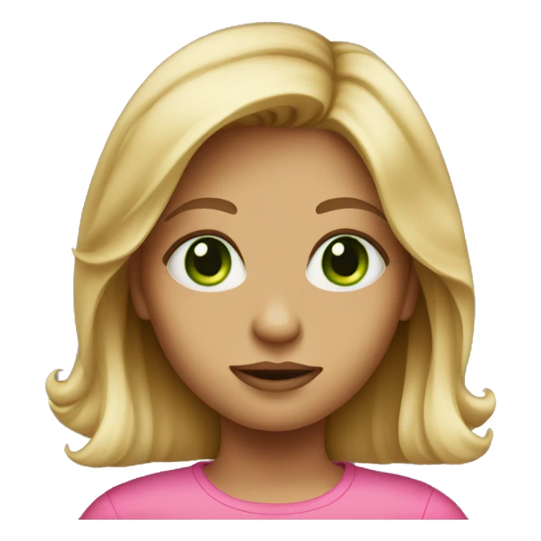 cute dark blonde with green eyes wearing pink sticker