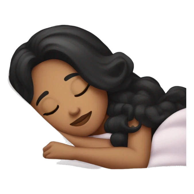 girl with black hair sleeping on princess bed sticker