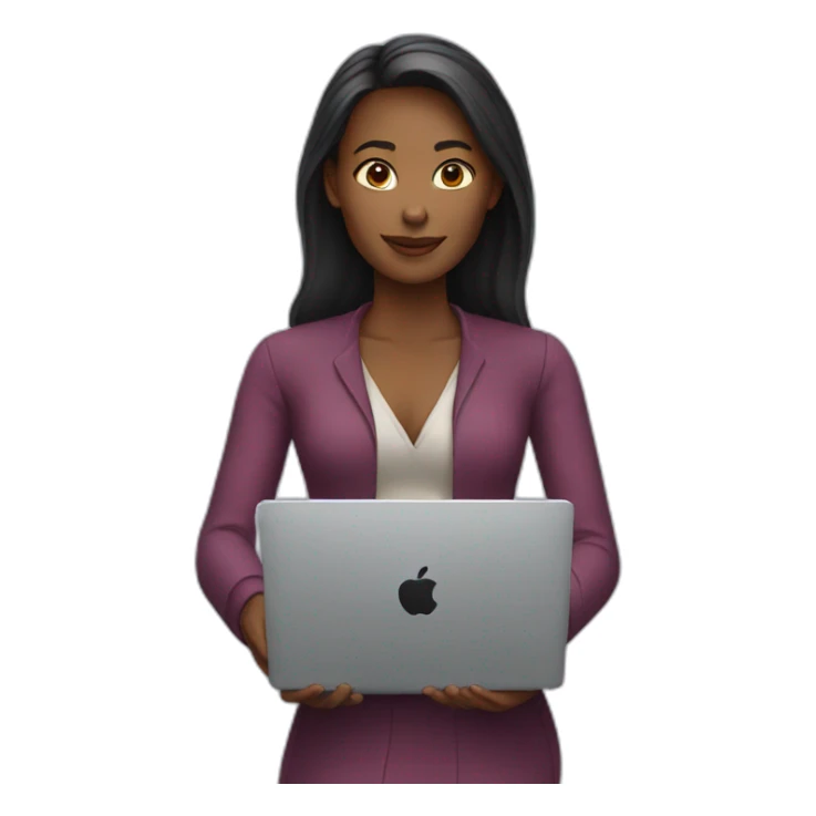 woman with laptop apple sticker