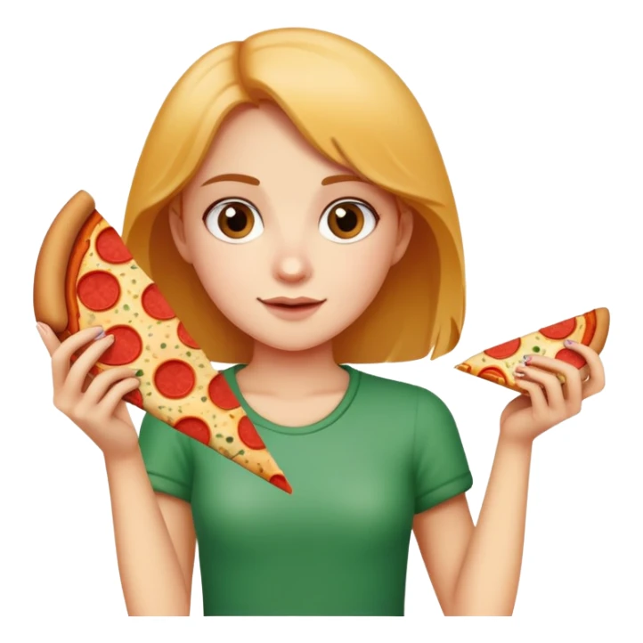 Girl holding pizza sticker