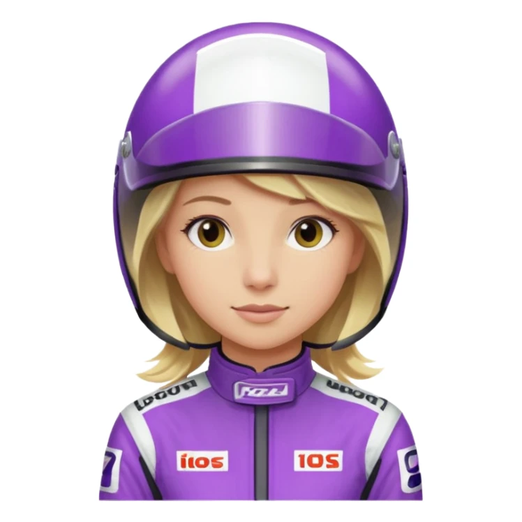girl blonde, Race Driver purple cloth, white helmet sticker
