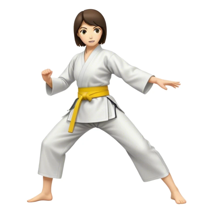 Brunette woman wearing yellow belt doing aikido  sticker