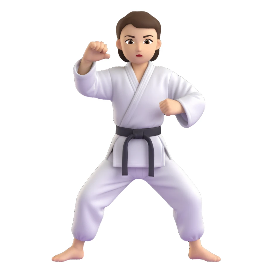 white-skinned adolescent with very short brown hair and brown eyes practicing martial arts sticker
