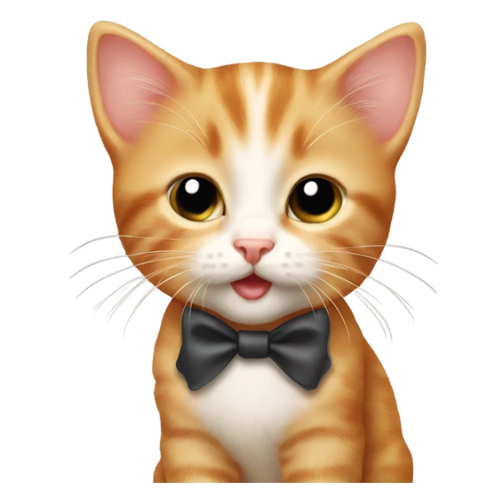 ginger kitten with a bow and shiny eyes and shiny nose sticker