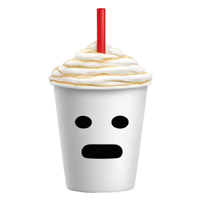 Make me a cup with face and a red/white straw inside of that cup. (it will dont have hav any nose) sticker