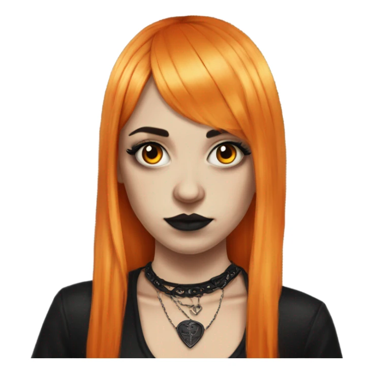 Goth girl tattoos and long orange hair and bangs sticker