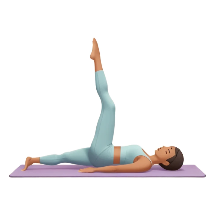 A person performing a Pilates exercise on a mat in a clean, modern studio. The focus is on core strength and flexibility, with a neutral, calming color palette. Simple equipment like a reformer machine and a soft, tranquil background enhance the feeling of controlled movement and focus. sticker