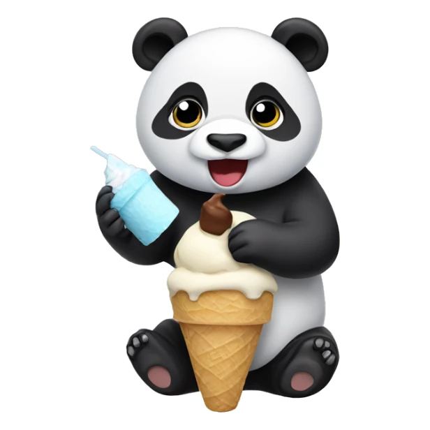 Panda eating ice cream sticker