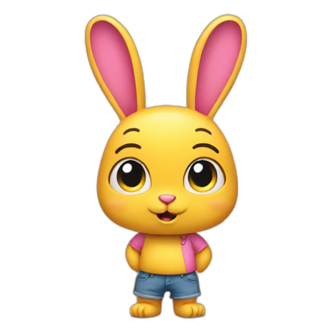 Pink rabbit in yellow teeshirt shrugging shoulders sticker