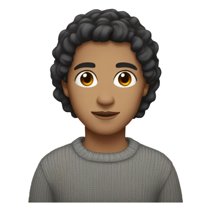 Black hair with dark brown eyes in grey sweater with light brown skin  sticker