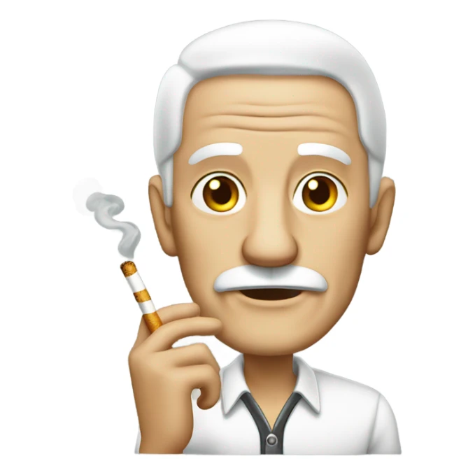 old man with white hair with a cigarette  sticker