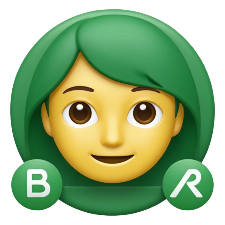 WhatsApp-style emoji representing SBR SDN BHD with bold, simple shapes, friendly and professional vibe, company initials 'SBR' in modern rounded font, green color palette similar to WhatsApp branding, no extra text, clean and easily recognizable at small size sticker