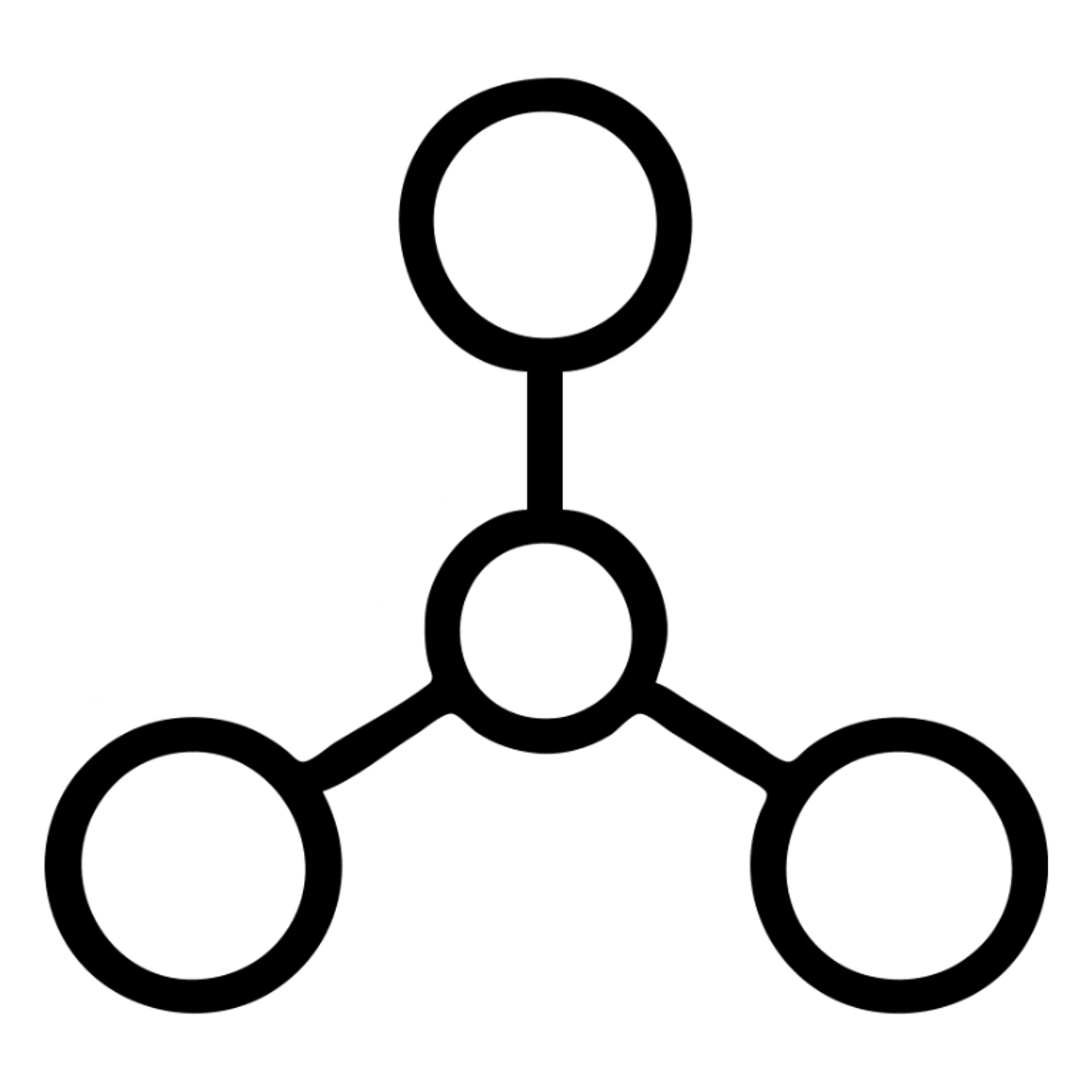 simple and clear network nodes connection icon, black outlined, no fill sticker