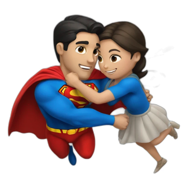 Superman Fly with a girl in his arms sticker