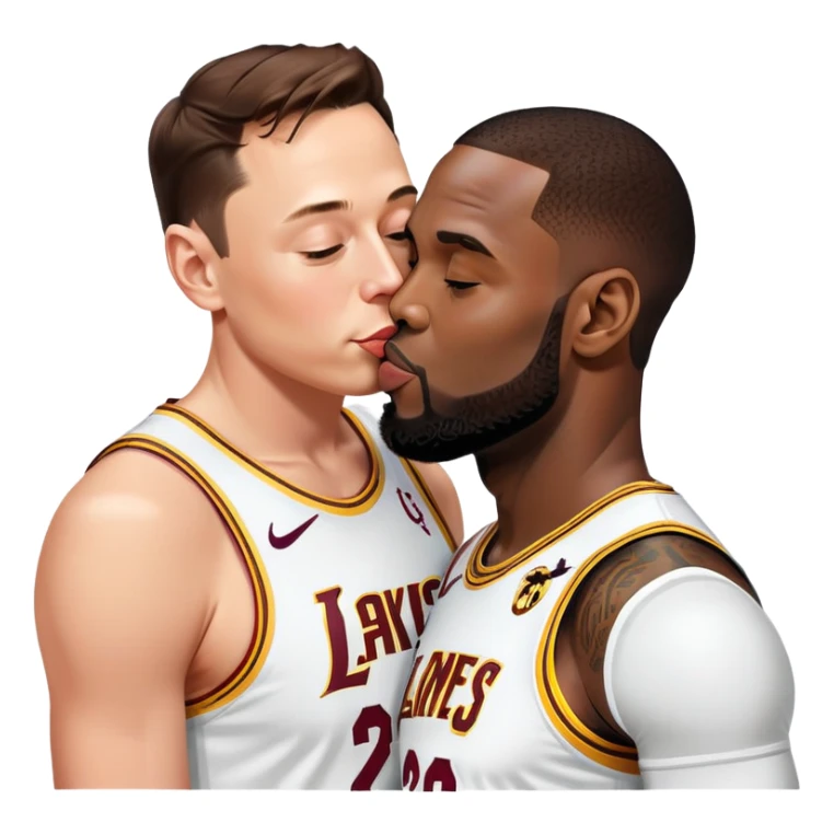 Elon musk kissing LeBron James sticker