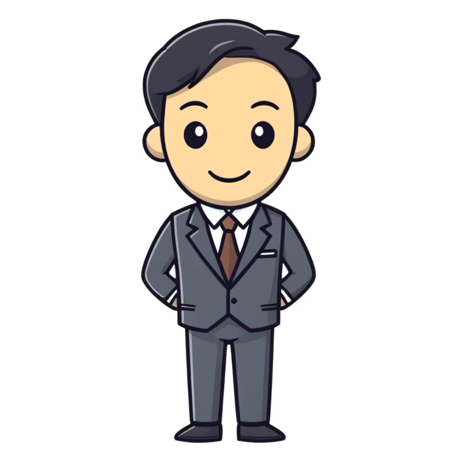 typical salesman wearing a suit with a friendly expression in sticker style sticker