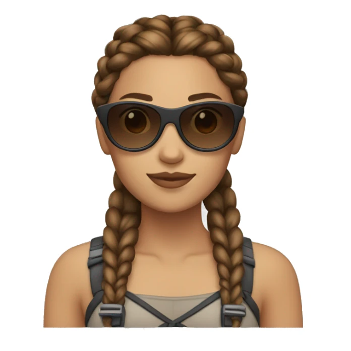 Valkyrie with French braids, brown hair and sunglasses sticker