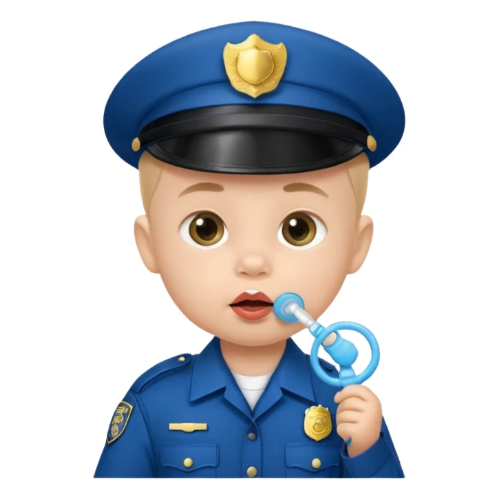 baby police with pacifier on mouth sticker