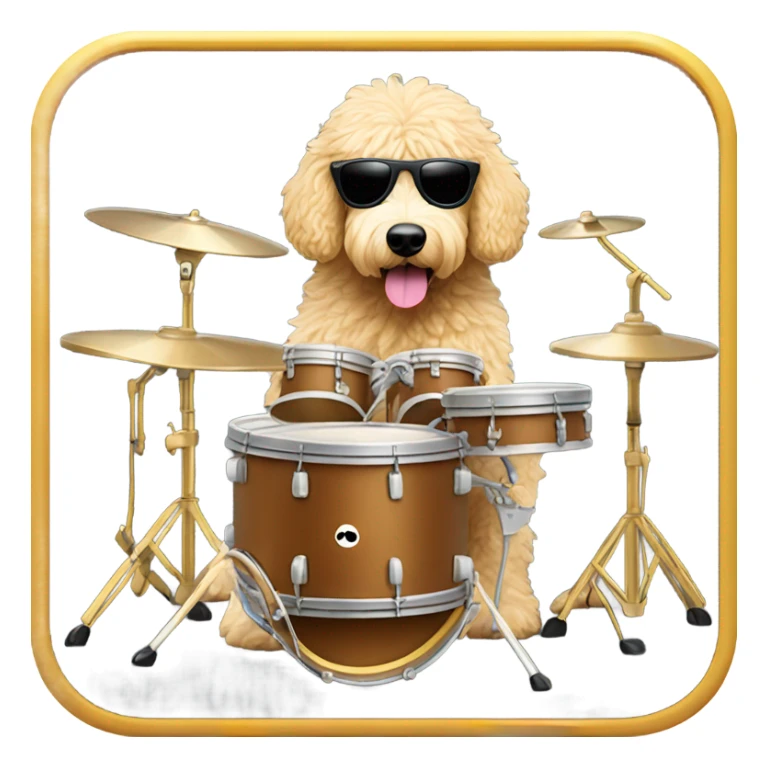 Golden doodle. Wearing sunglasses playing the drums  sticker